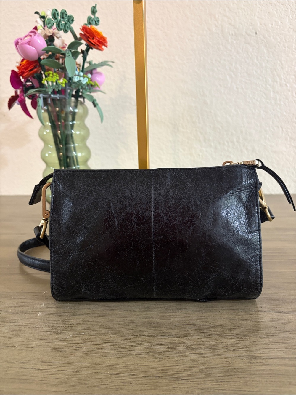HOBO Soft Black Leather Darcy Carryall Leather Crossbody Bag